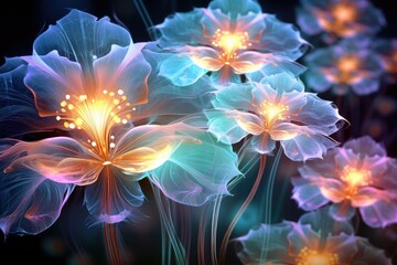 Poster - Beautiful fractal flowers background