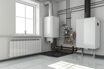 Poster - Heating system and gas boiler in the house