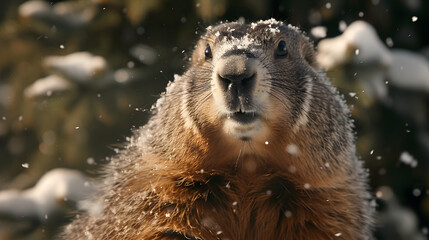 Canvas Print - Winter Groundhog in Snowfall