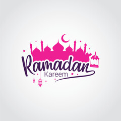 Canvas Print - Ramadan Kareem Design Vector with lantern and calligraphy decoration. Suitable for Greeting Card, Poster and Banner. Holy month for fasting and prayer as one of the Five Pillars of Islam.