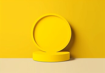 Aufkleber - Yellow podium with cloud on yellow background. Product display stand. Insert your product