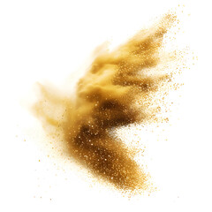 a gold dust explosion on a white background