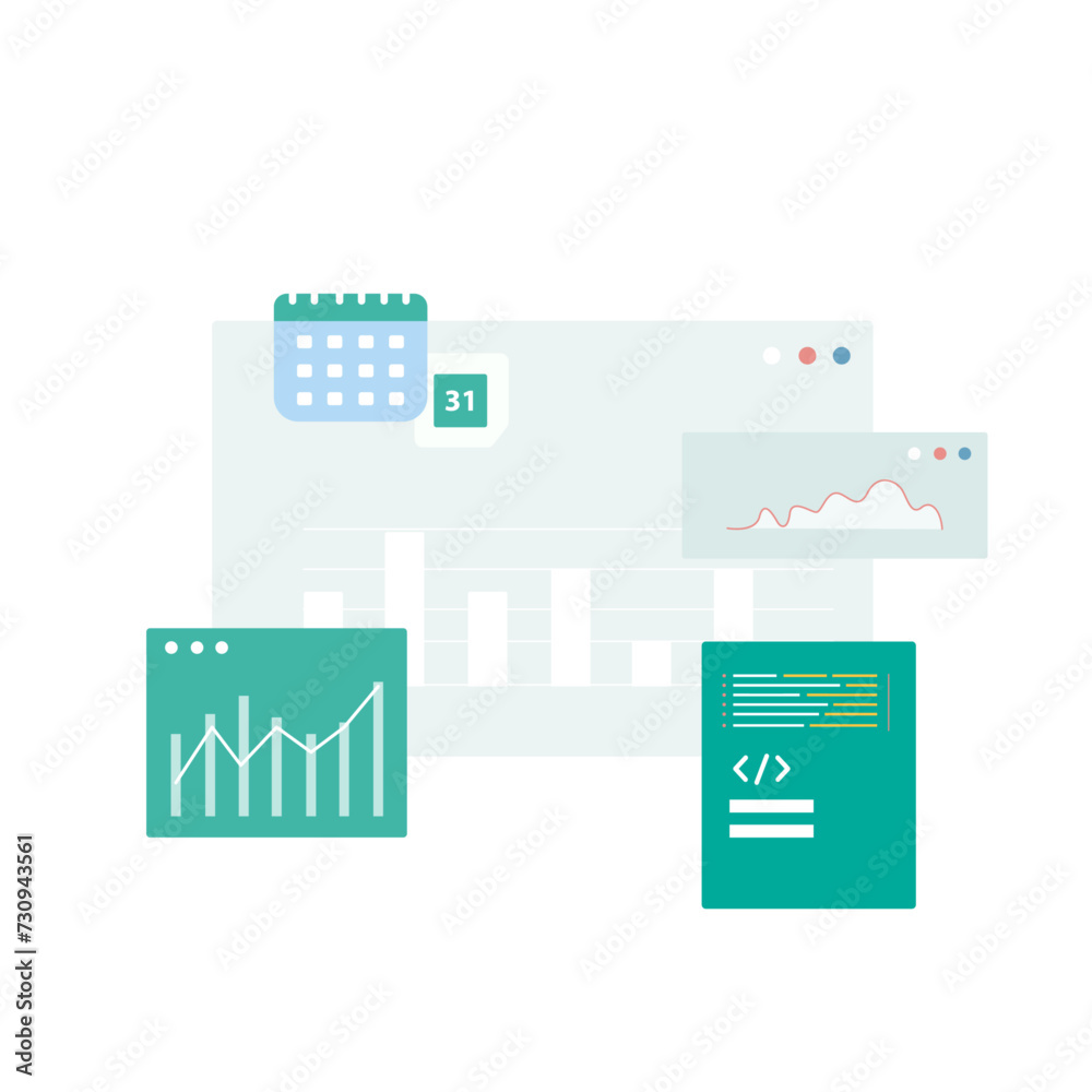 Modern infographic template with stock diagrams and statistics bars ...