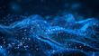 blue tech wavy digital background, dynamic network system, artificial neural connections, cyber quantum computing and electronic global intelligence