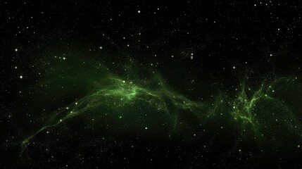 Wall Mural - Nebula's Embrace in Cosmic Space. Vivid green nebula patterns spread across the starry space backdrop.