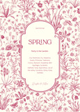 Fototapeta Storczyk - Spring. Invitation. Vintage vector botanical illustration. Magenta and white 