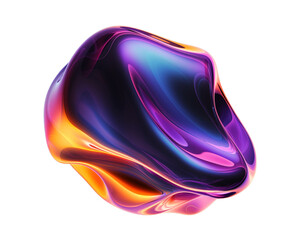 Poster - Bold colorful abstract liquid shape isolated. Melted distorted blob form. Trendy background shape png