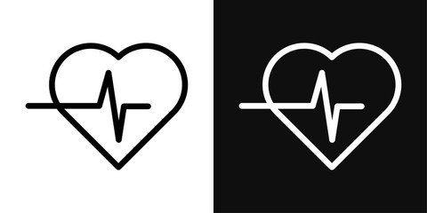 Wall Mural - Heart rate pulse vector line icon illustration.