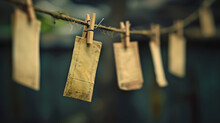 Notes Hanging On Clothespins On Staff Lines Like On Ropes