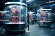 Lab grown meat concept - meat being grown in bioreactor