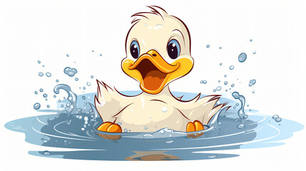  Duck having bath cartoon vector illustration car