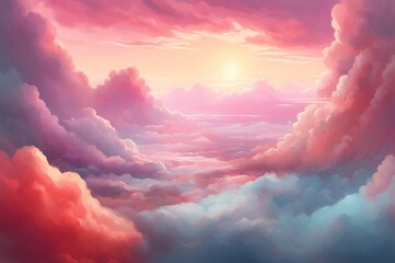 Wall Mural - Pink Clouds Background. Sky Background. Clouds Texture. Beautiful cloudscape with blue sky and pink clouds