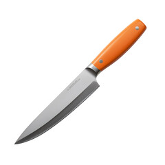 Wall Mural - Kitchen knife with orange steel blade with saved path isolated on transparent background