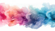 Abstract watercolor clouds stains splashes ink stains colorful rainbow multicolored dye on white background, generative AI