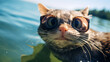 Close-up selfie portrait of a hilarious catfish wearing sunglasses