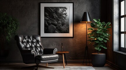 Canvas Print - a black frame poster mockup in a home interior setting.