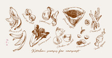 Hand Drawn Illustration Of Food Scraps Suitable For Composting. Reducing Waste Concept