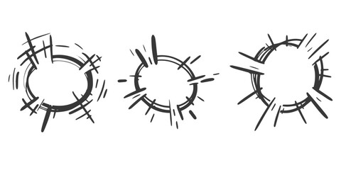 Sticker - Comic speed line effect element. Anime manga boom and burst radial action. Sketch of explosion with motion spark and energy trail. Vector illustration