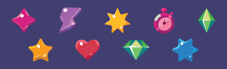 Poster - Game Icon and Glossy UI Design Element Vector Set