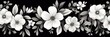 seamless abstract black and white vintage background with flowers