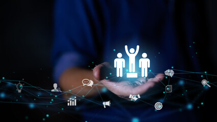 Wall Mural - human resources structure hr concept with copy space. business leadership of management and recruitm