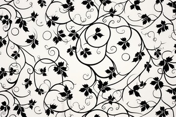 seamless black vintage pattern with leaves