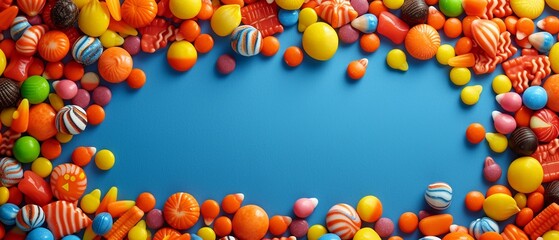 Happy Halloween Candy Background Flat Lay

