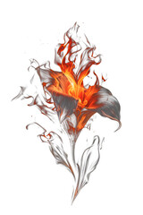 Poster - Realistic Fire Flame Isolated on Transparent Background - High-Quality PNG Image