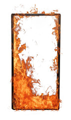 Poster - Fiery Frame  Transparent Background with Burning Flame Border - Stock Image