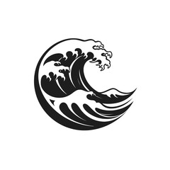 Wall Mural - black simple sea wave logo element generative ai