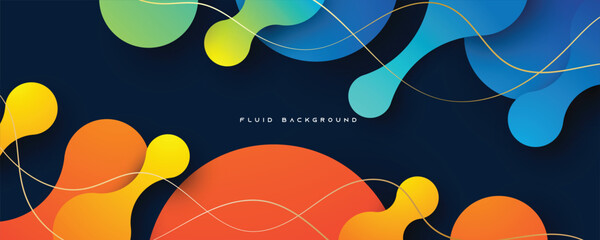 Poster - blue and orange gradient dynamic fluid background design vector