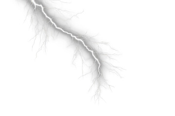 Poster - High-Voltage Electric Thunder  Realistic Lightning Bolts Isolated on Transparent Background - Stock Image