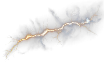 Poster - High Voltage Energy  Realistic Lightning Bolt Effect on Transparent Background - Stock Image