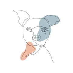 Wall Mural - Continuous one line drawing style of dog head out line vector