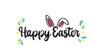 Vector Colored Happy Easter Text With Bunny Ears