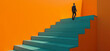 A business person walking on a staircase. Business progress and development concept