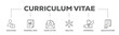 Curriculum vitae banner web icon illustration concept with icon of education, personal data, cover letter, abilities, experience and qualifications