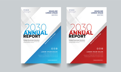 Wall Mural - red & cyan color annual report business brochure design template