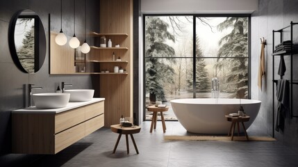 Contemporary Scandinavian style bathroom interior