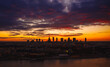 Warsaw panorama sunset