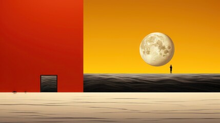 Wall Mural - night sky's tranquil moonlit oasis by the ocean