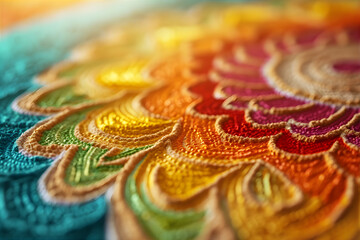 Wall Mural - Close up rangoli alpana . Top view. Ugadi festival in India. Marathi new year concept.