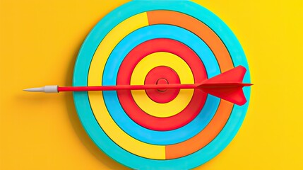 Poster - Target with arrow isolated on yellow background