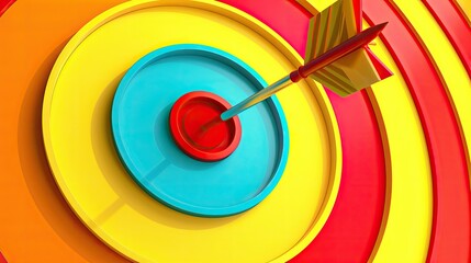 Poster - Target with arrow over colorful background. success concept