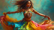 Exuberant African Dancer in Vibrant Traditional Costume with Dynamic Movement