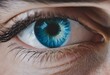 AI generated illustration of a close-up of a blue eye