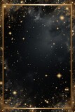 Fototapeta Kosmos - black golden blank frame background with confetti glitter and sparkles