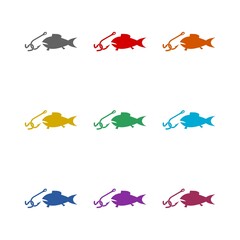 Poster - Fish  icon isolated on white background. Set icons colorful