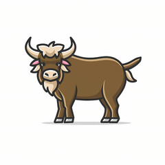 Canvas Print - Flat Logo of Vector Yak Design.