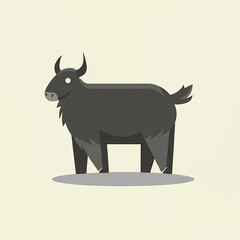 Wall Mural - Flat Logo of Vector Yak Design.